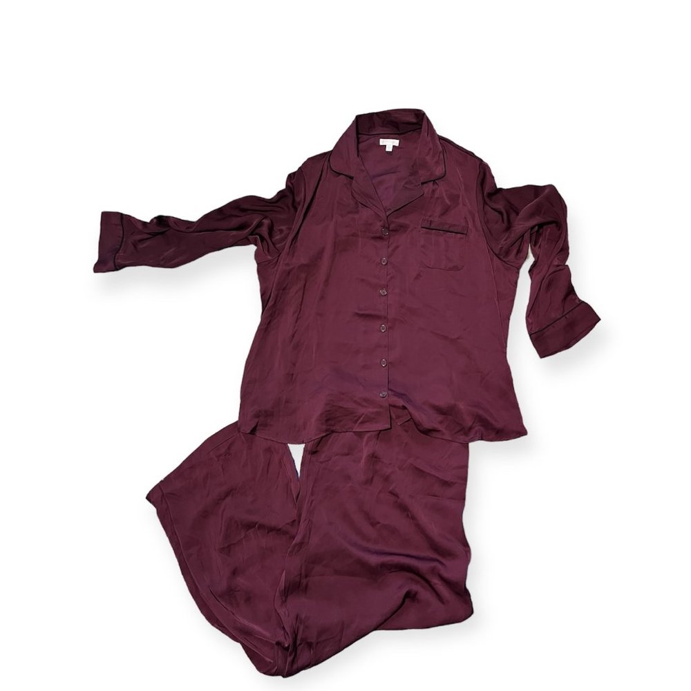 Secret Treasures Plum Wine Satin Sleepwear Set 3x Long Sleeve